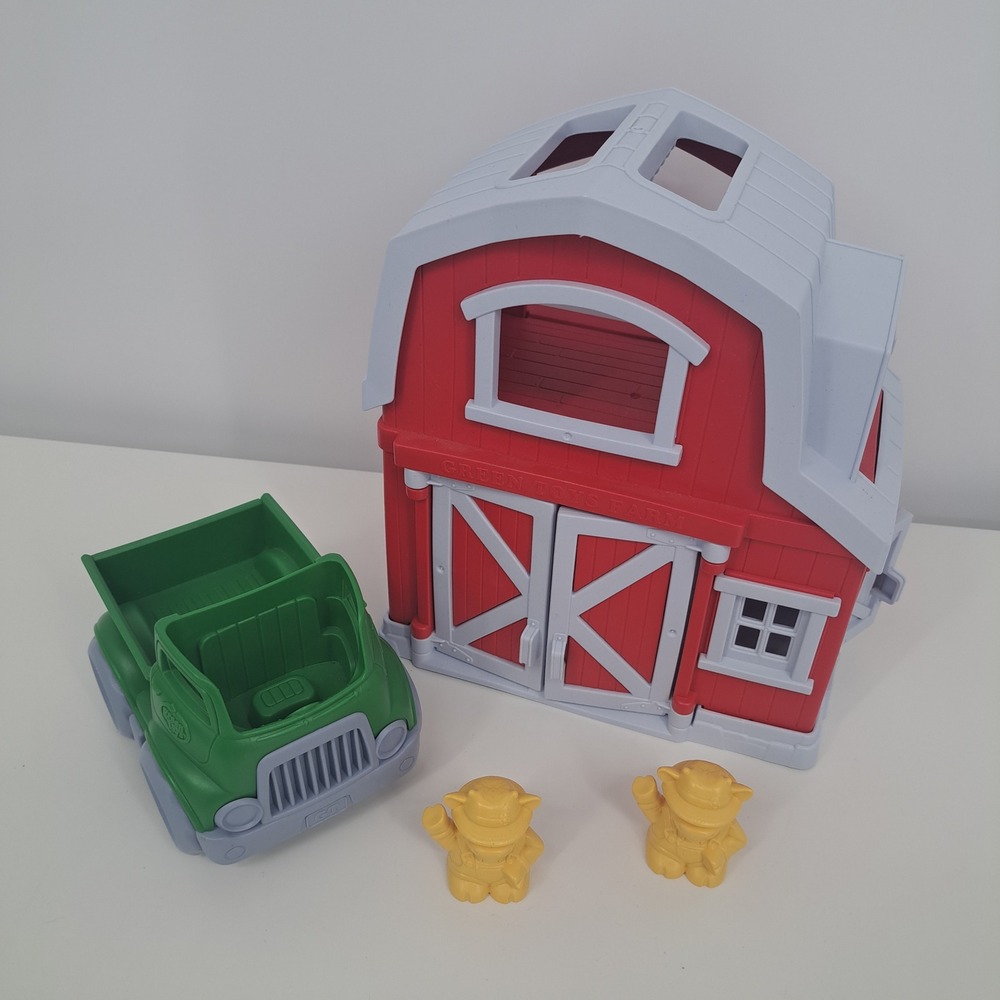 Green Toys Farm Playset Red Barn Green Truck and Cow Figures Eco Friendly Toy